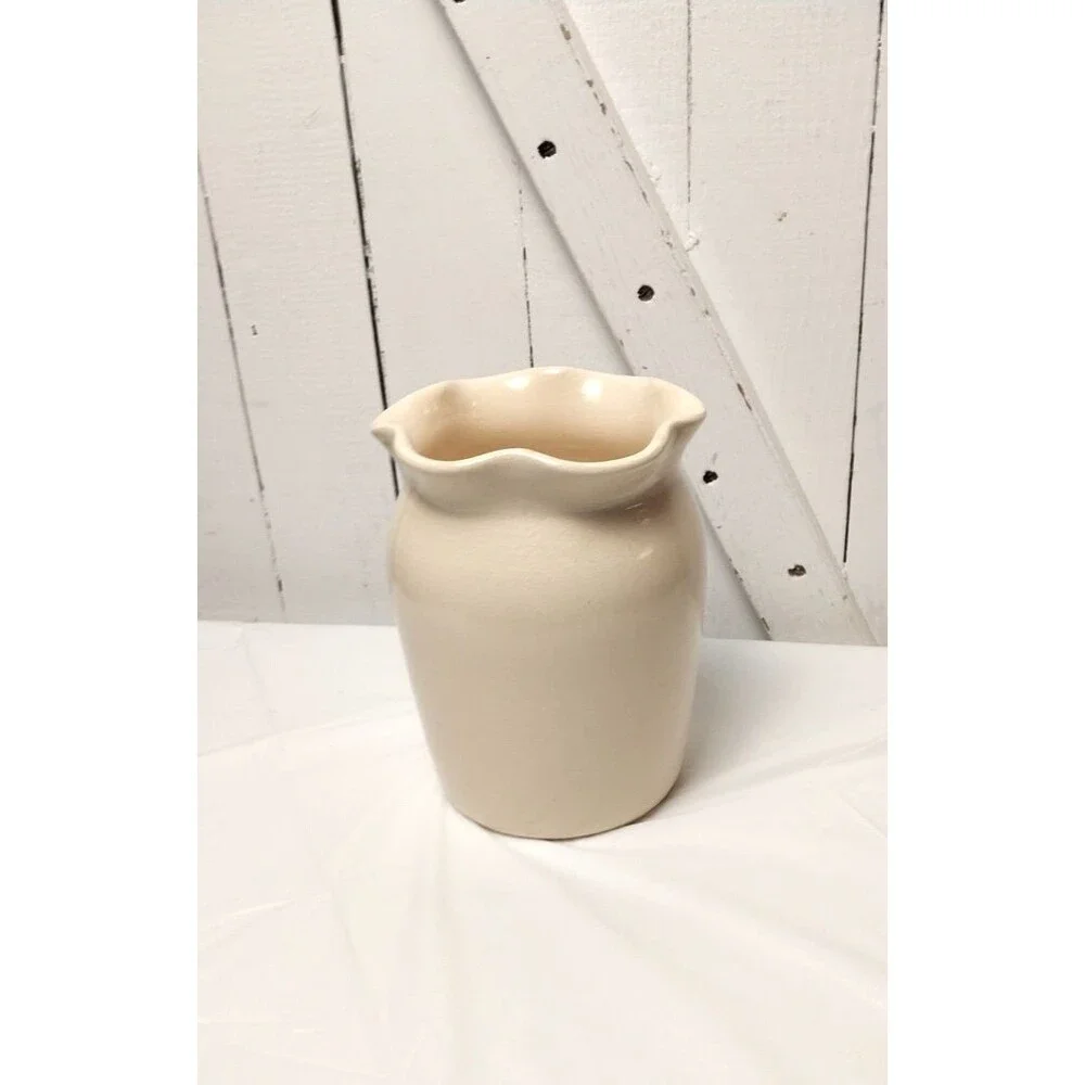 East Texas Pottery Utensil Crock ,Wild Roses, Cottage French Country Style 6